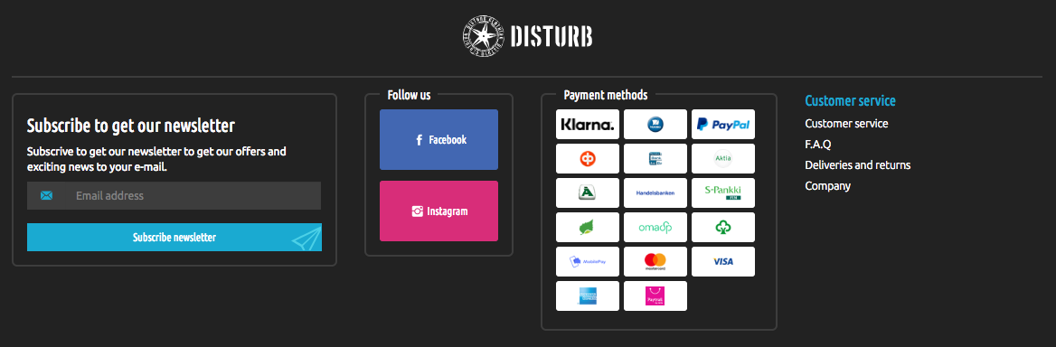 Disturb has a simple newsletter subscription form on every page